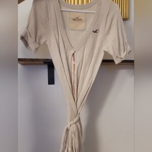 Hollister Cream Tie-Front Cardigan